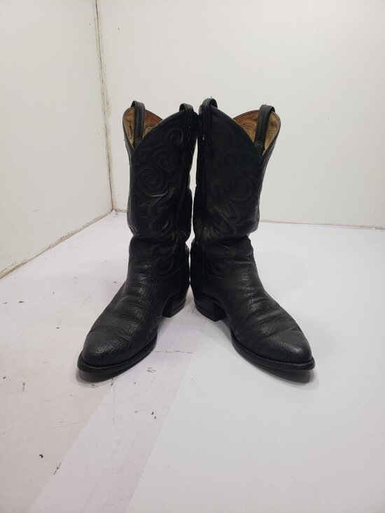 Vintage Tony Lama 8501 Black Leather Cowboy Boots Black Labe Mens 9EE main image 7